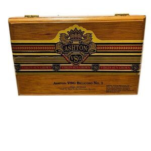 ASHTON VSG BELICOSO No. 1 EMPTY WOOD CIGAR BOX  9.5" x 6" x 1.75"